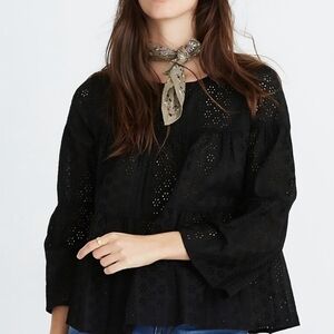 Madewell Black Eyelet Women's Blouse